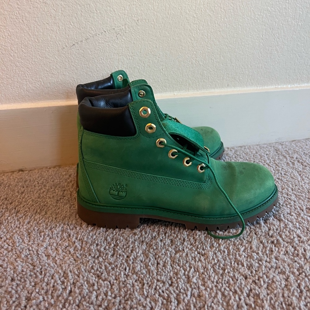 Bright green Timberland Boots
